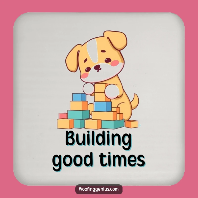 Funny Architect Dog Coaster: Block Tower Protect, Perfect Humorous Gift