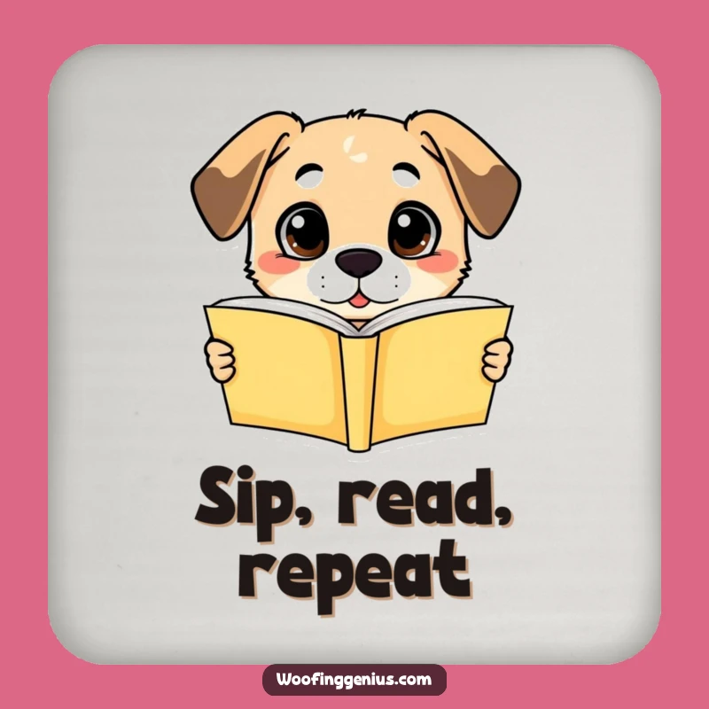 Funny Dog Bookworm Coaster: Smart Pooch Protection, Perfect Gift!