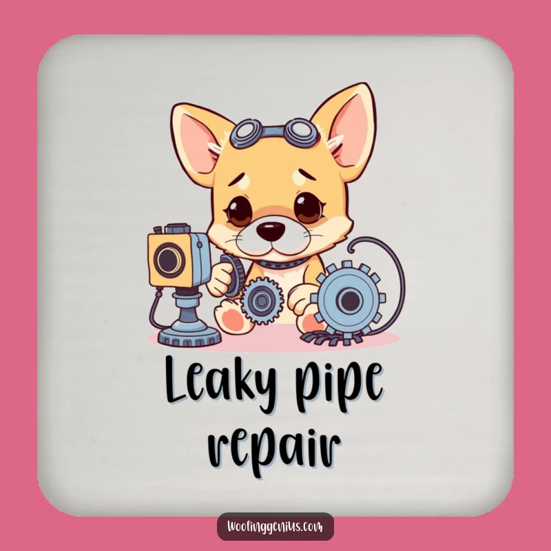 Funny Dog Tinkerer Coaster Set - Protect Surfaces with Canine Genius, Fun Funny Gift