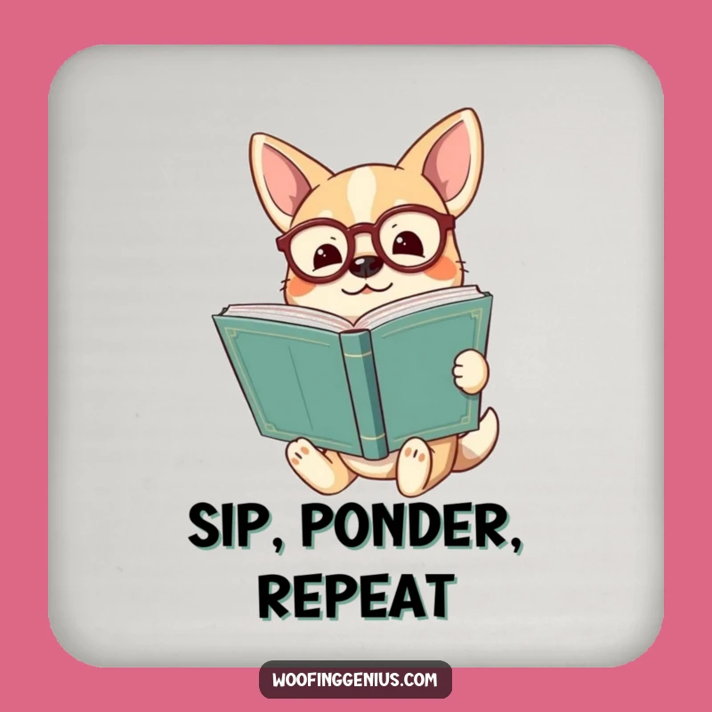 Funny Enlightened Dog Coaster: Wise Pup Bar Accessory, Intellectual Gift