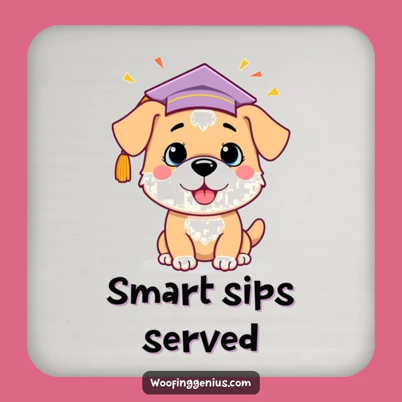 Funny Graduation Dog Idea Coaster: Smart Pup Table Protector