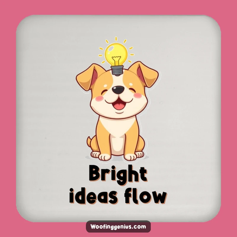 Funny Idea Dog Coaster - Lightbulb Moment, Humorous Innovation Protection Gift