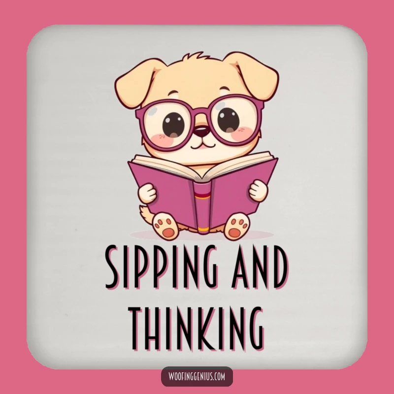 Funny Kawaii Dog Coaster: Intellectual pup protector, a charming and funny gift for coffee tables.