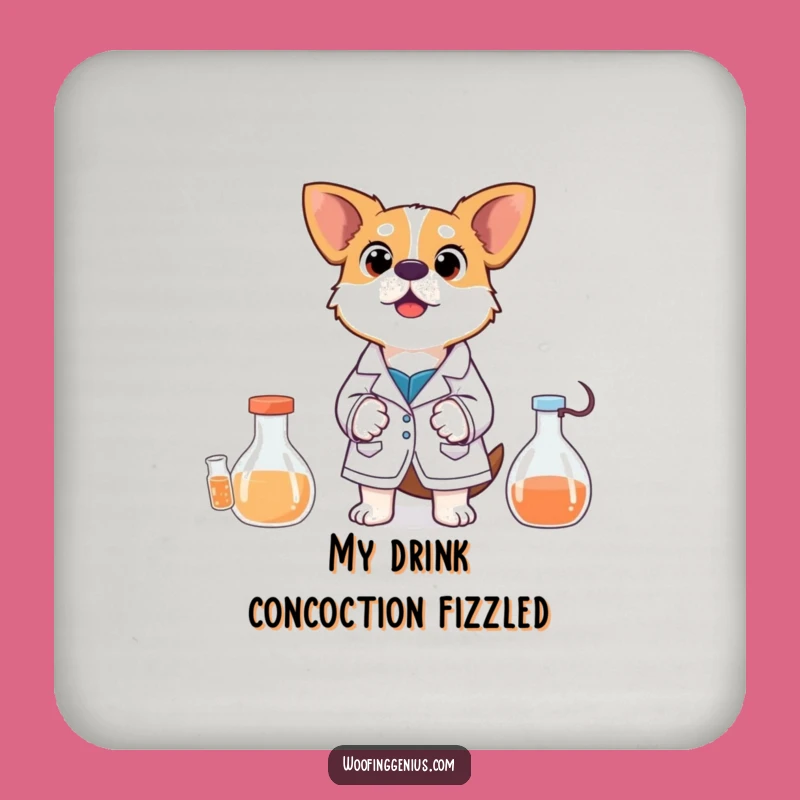 Funny Scientist Dog Drink Coaster: Surprised Experiment Pup, Hilarious Gift