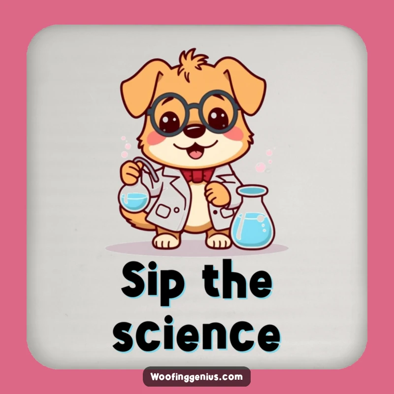 Funny Dog Scientist Coaster Set - Protect Surfaces from Spills!