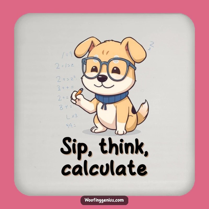 Funny Dog Equation Coaster: Smart Scribbler, Humorous Table Gift
