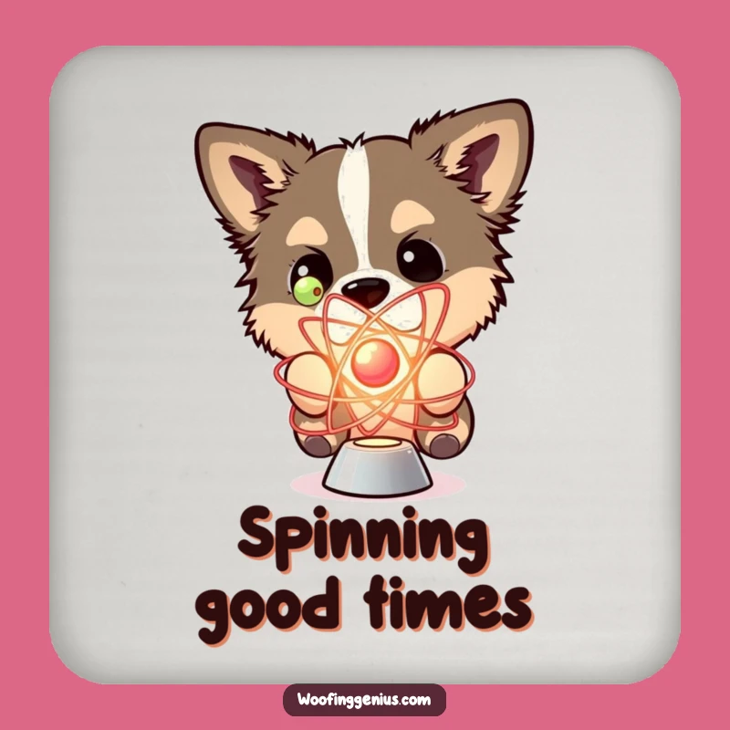 Funny Dog Coaster: Atom Curiosity Fun, Quirky & Nerdy Drink Decor