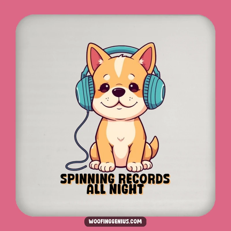 Funny Dog Coasters - Music Lover Hound With Headphones - Fun Table Protector Gift