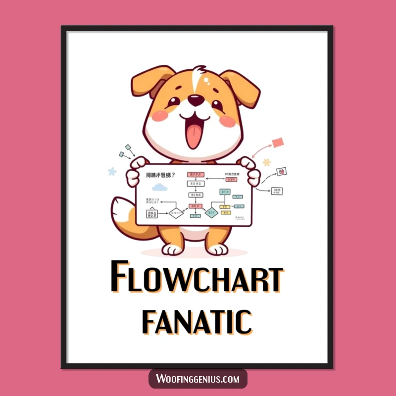 Funny Dog Flowchart Genius Poster - Wall Art for Smarty-Pants!