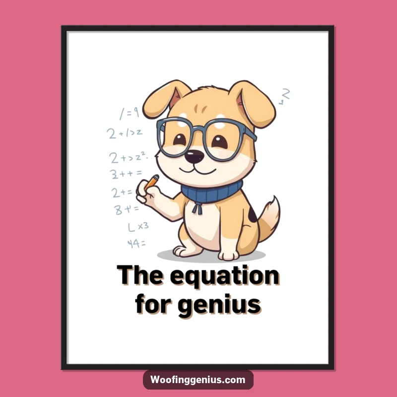 Funny Dog Academia Poster: Spectacled Formula Writer, Wall Art Gift