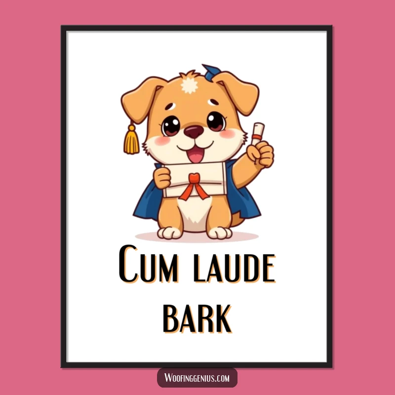 Funny Dog Graduation Poster: Adorable Smart Pooch Diploma Art for Your Wall