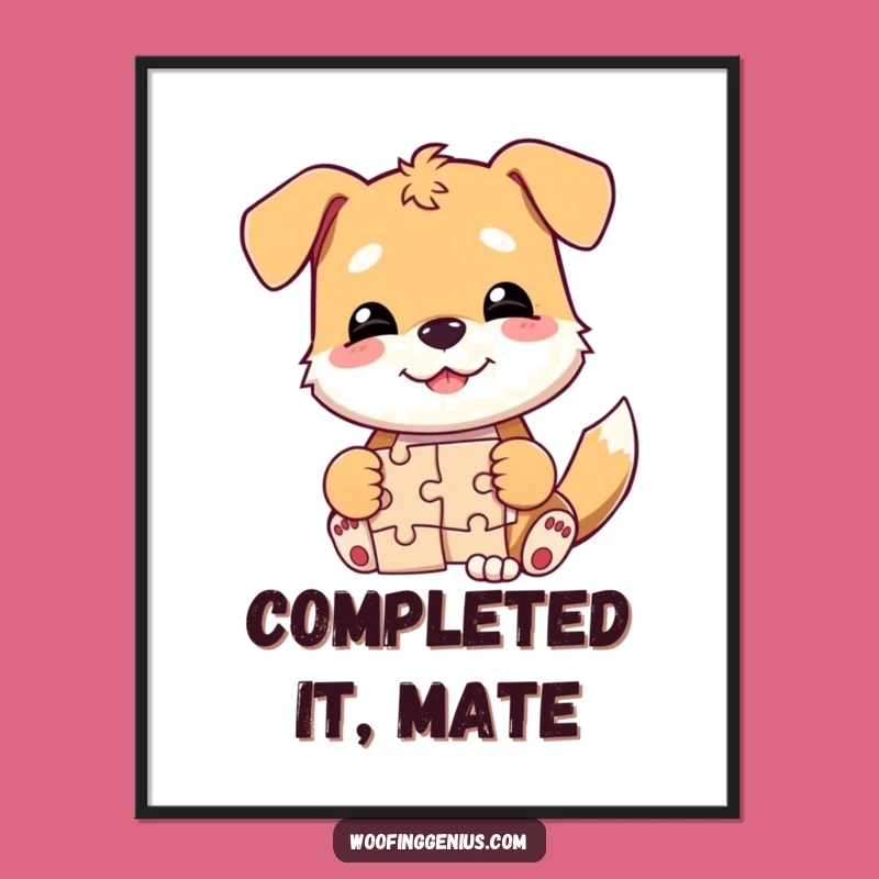 Funny Dog Jigsaw Puzzle Triumph Poster - Hilarious Art for Puzzle Enthusiasts