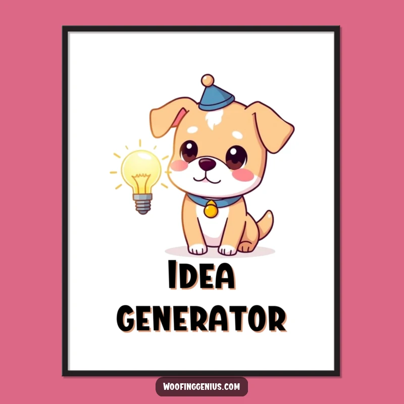 Funny Dog Lightbulb Poster - Genius Art for Smart Spaces, Humorous Gift