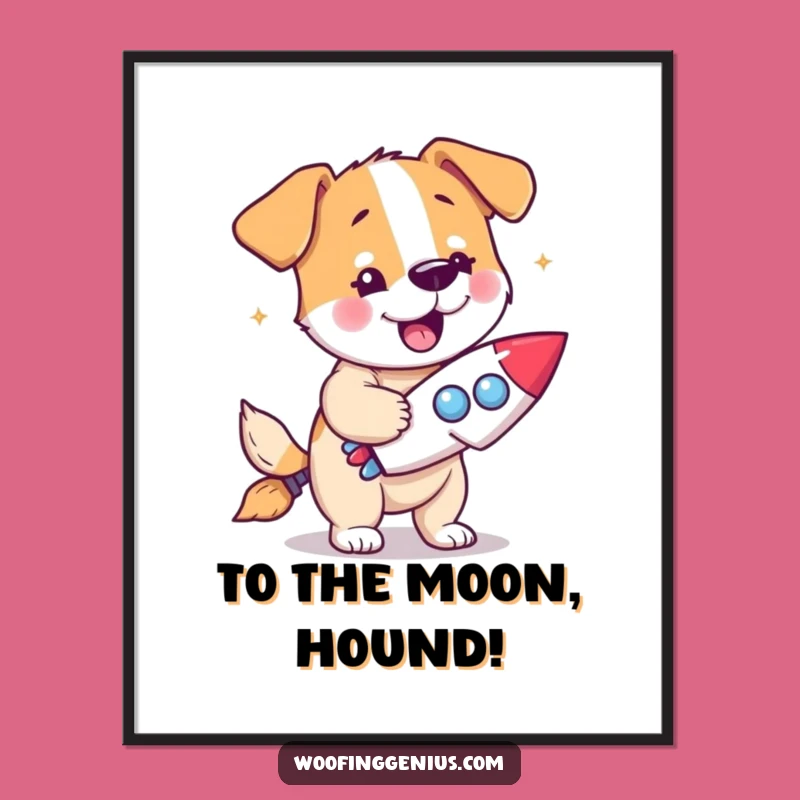 Funny Dog Rocket Poster - Eureka Invention Wall Art for Dreamers
