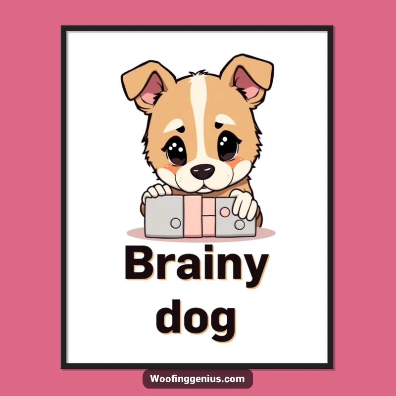 Funny Genius Dog Poster: Solved Puzzle Art, Hilarious Gift Idea