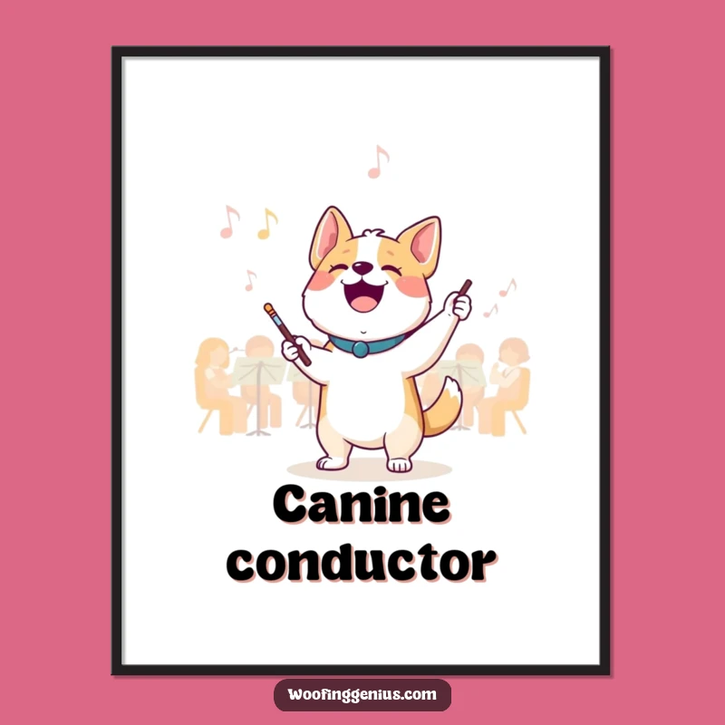 Funny Maestro Dog Poster: Energetic Canine Conducting Art for Your Walls
