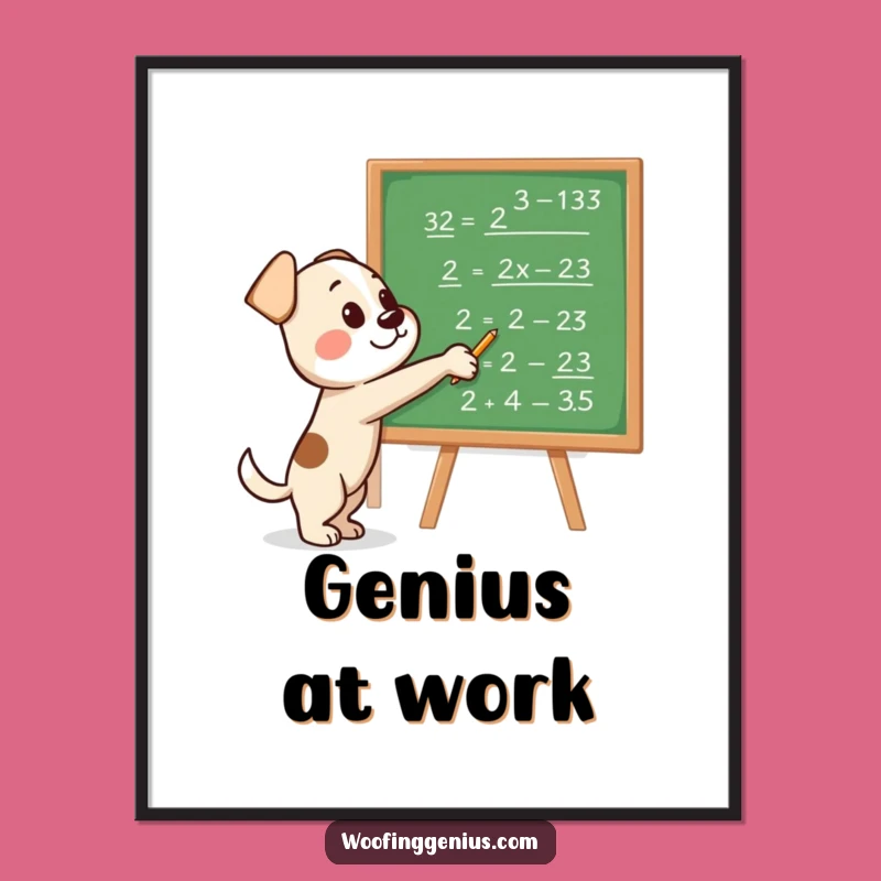 Funny Genius Dog Poster: Smart Equations Art, Hilarious Wall Decor Gift Idea