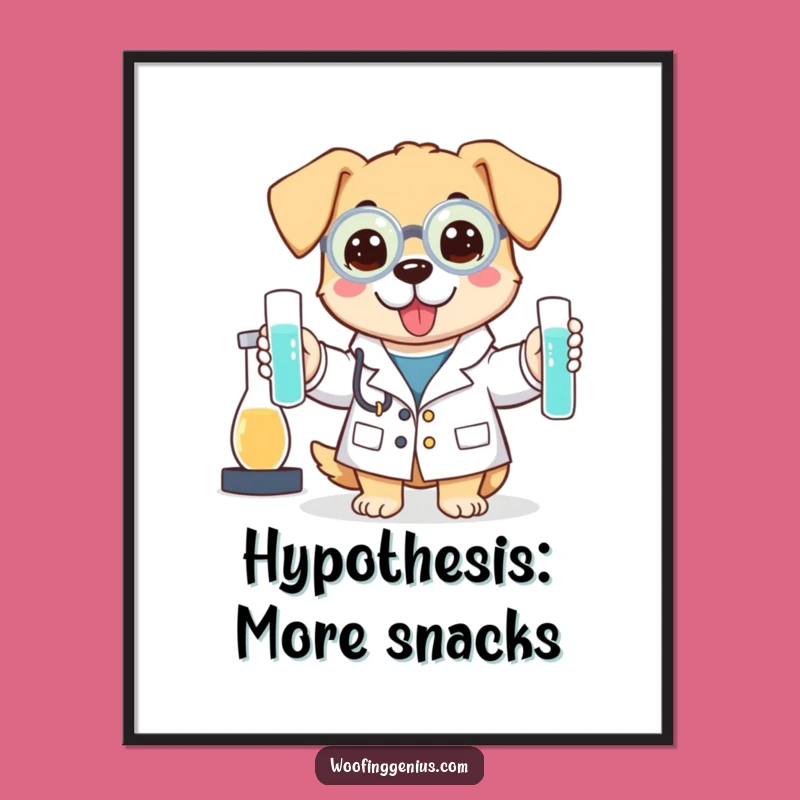 Funny Dog Researcher Poster - Scientific Canine Art, Unique Funny Gift Idea