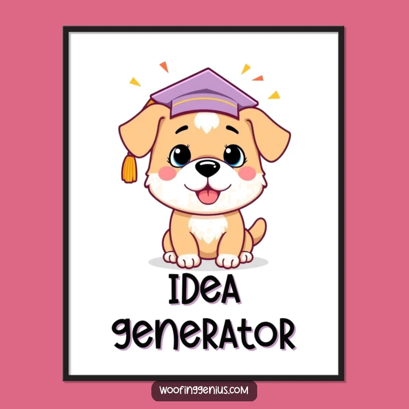 Funny Graduation Dog Idea Poster: Smart Pup Wall Art Gift