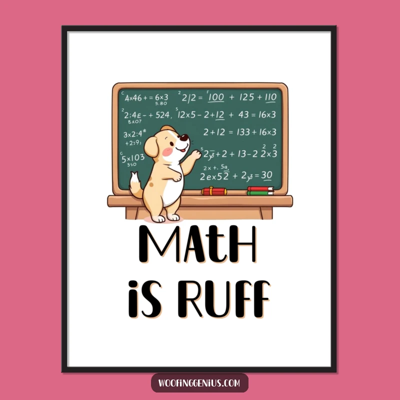 Funny Dog Math Poster - Equation Wall Art for Study Spaces