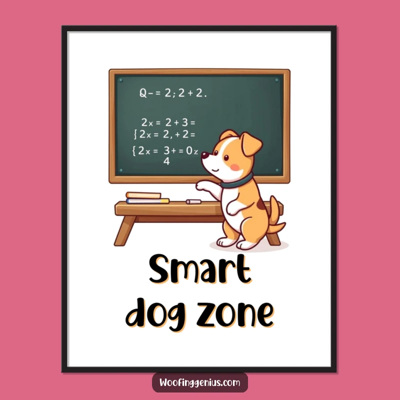 Funny Genius Dog Chalkboard Poster - Whimsical Equation Art Gift!