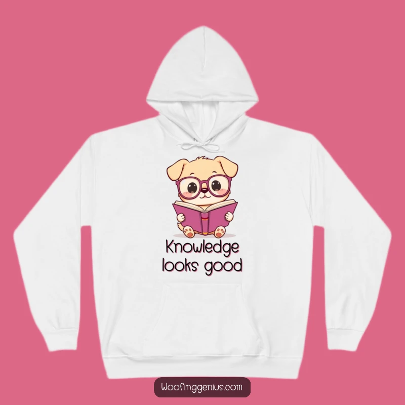 Funny Kawaii Dog Hoodie: Cozy intellectual pup sweatshirt, an epic funny gift for smarty pants.