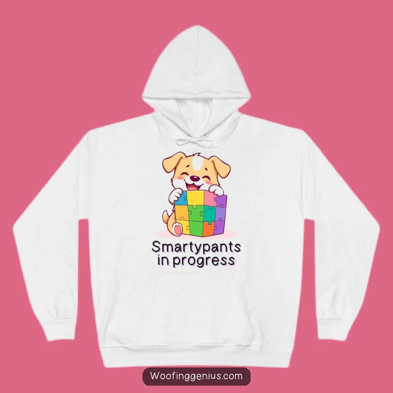 Funny Dog Hoodie: Cozy Canine Cracking the Colorful Puzzle Cube Code