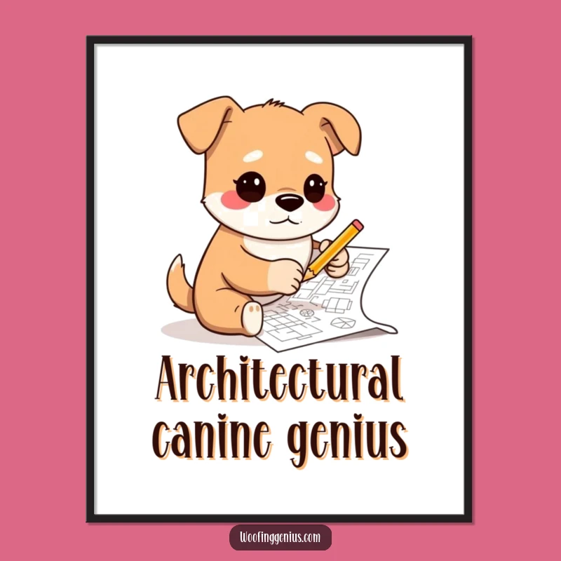 Free Printable Wall Art: Dog Architect - Blueprint Downloadable Decor