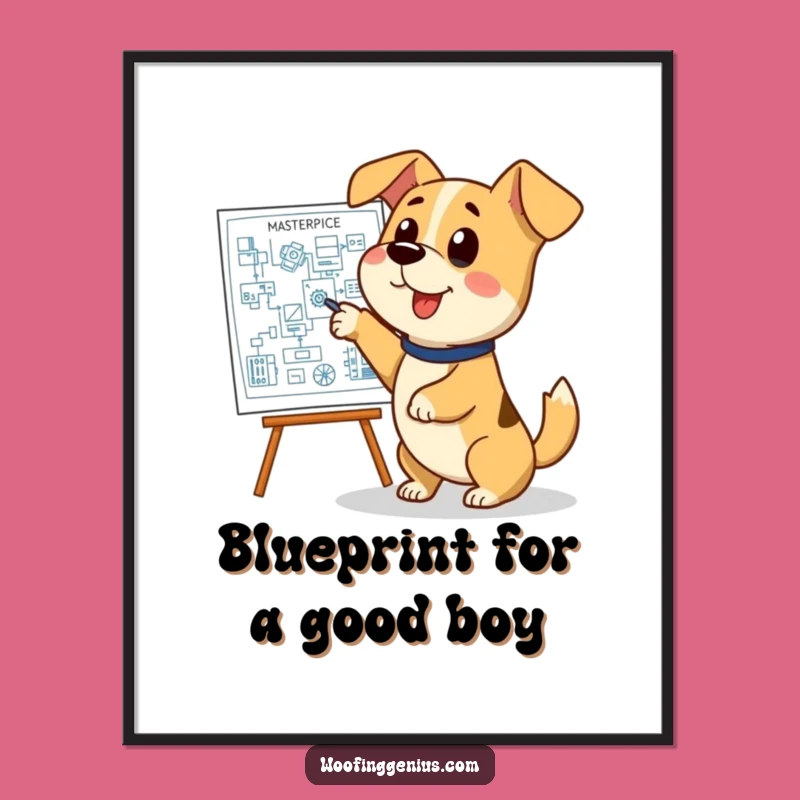 Free Printable Wall Art: Funny Dog Blueprint Genius - Downloadable DIY Decor!