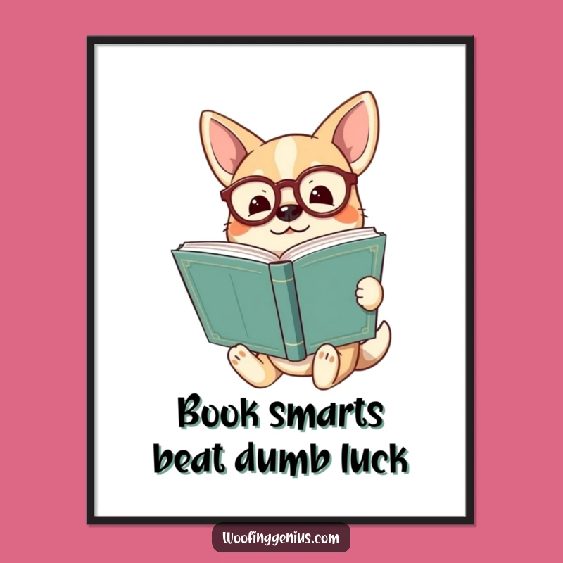 Free Printable Wall Art: Wise Dog Scholar, Enlightened Book Lover Downloadable Art