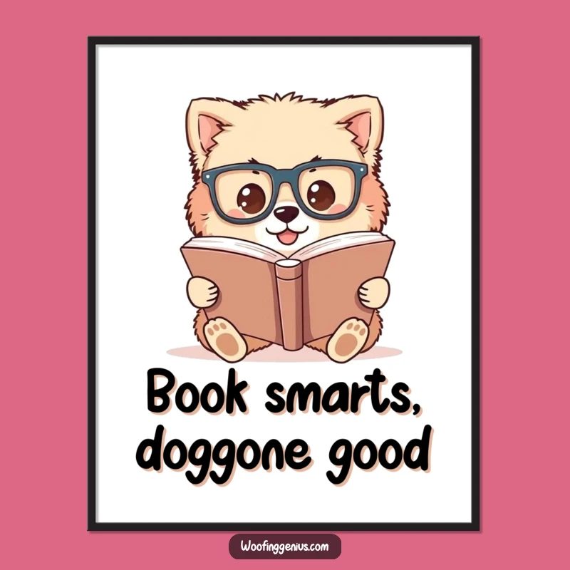 Funny Free Printable Wall Art: Scholarly Dog, Humorous Downloadable Bookish Decor