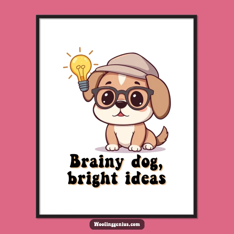 Free Printable Wall Art: Smart Dog Thinking - Intellectual Downloadable Decor