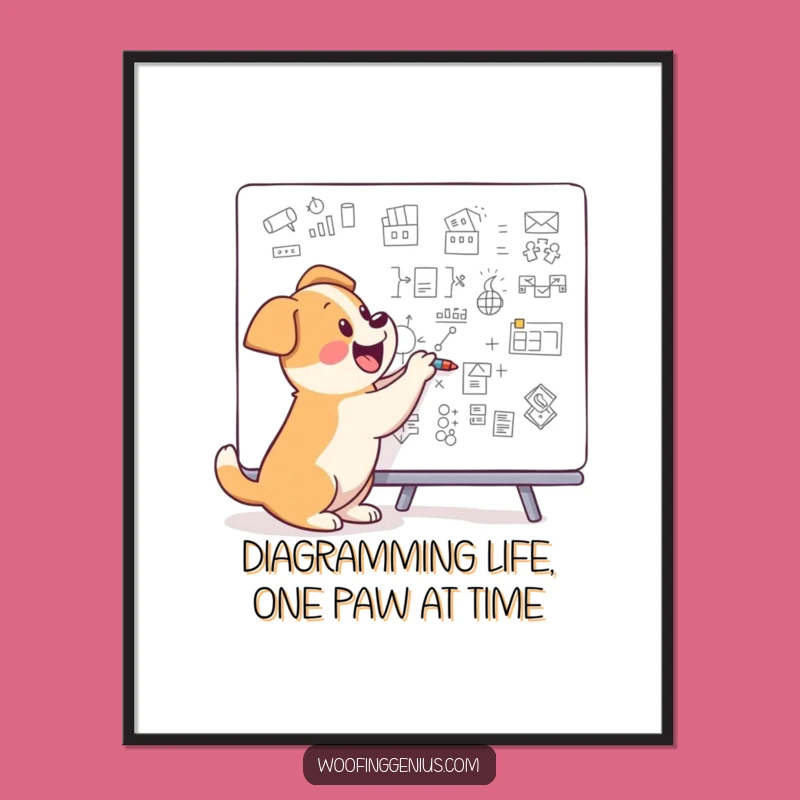 Free Printable Wall Art: Dog Drawing Diagrams, Funny Genius Dog Poster, Downloadable Art