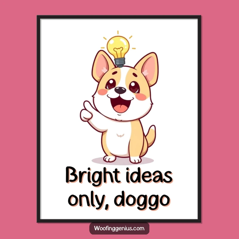 Free Printable Wall Art: Genius Dog Idea, Funny Downloadable Decor for a Smart Home