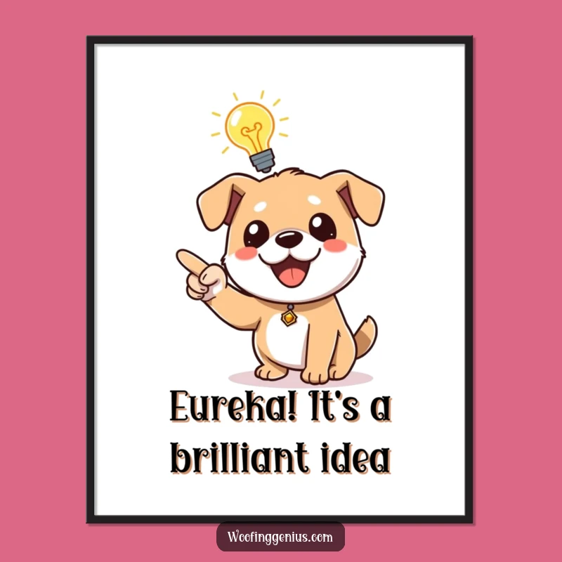 Free Printable Wall Art: Inspired Dog With Lightbulb, Funny Downloadable Decor Gift