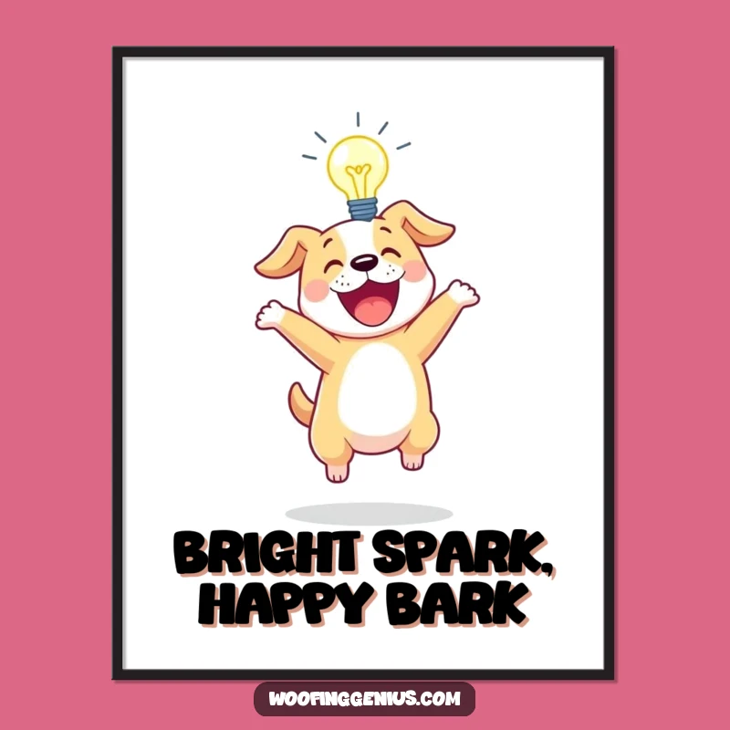 Funny Free Printable Wall Art: Lightbulb Dog, Humorous Downloadable 'Bright' Decor