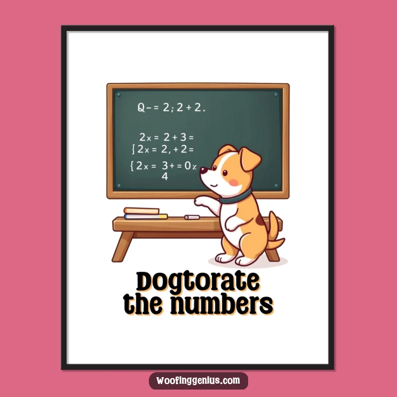 Funny Free Printable Wall Art: Smart Dog Math Genius - Downloadable Art for Home