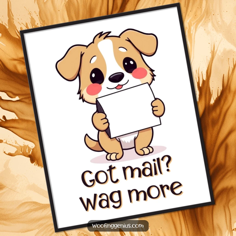 Funny Free Printable Wall Art: A dog winks playfully, presenting a stack of colorful notecards with a cheeky attitude.