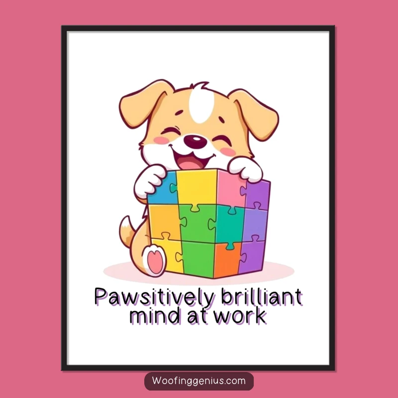 Free Printable Funny Dog Wall Art: Genius Puzzle Solver, Downloadable Art for Laughs!