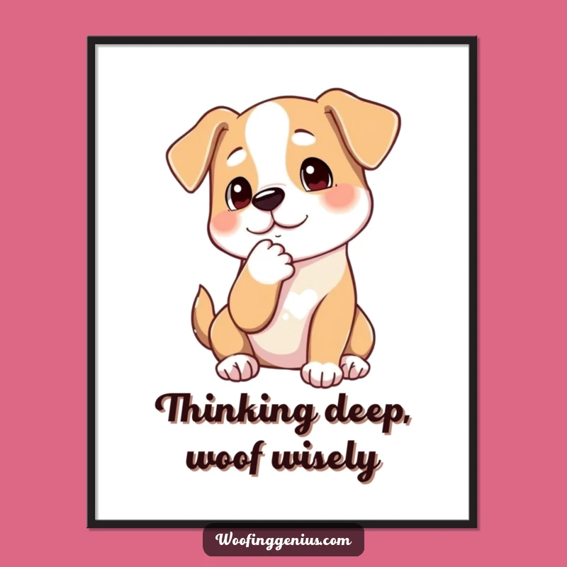 Free Printable Canine Contemplation Art: Pensive Dog Funny Wall Decor Downloadable