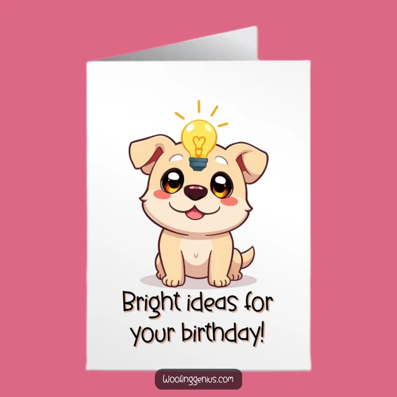 Free Printable Birthday Card: Lightbulb Dog Inspiration Funny Downloadable Gift