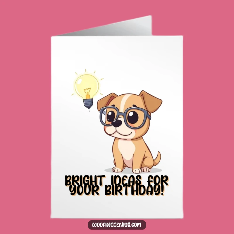 Free Printable Birthday Card: Smart Dog Lightbulb - Funny Downloadable Genius Gift