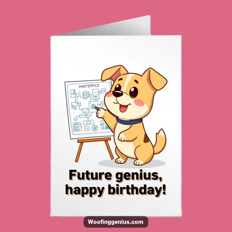 Free Printable Birthday Card: Funny Dog Blueprint Genius - Downloadable DIY Gift!