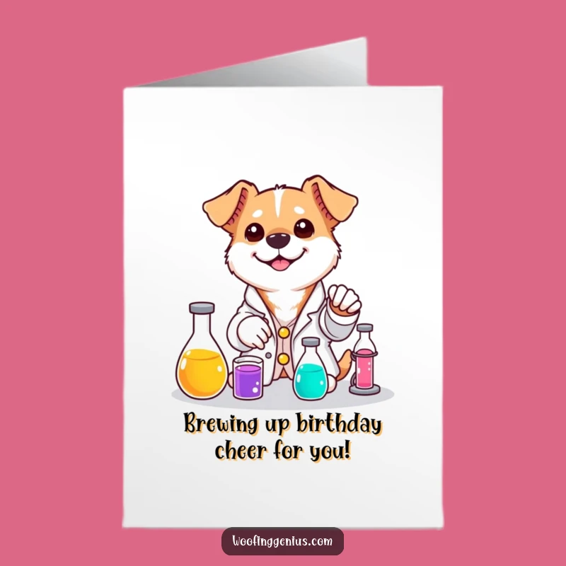 Free Printable Birthday Card: Mad Scientist Dog - Funny Mixology Gift!