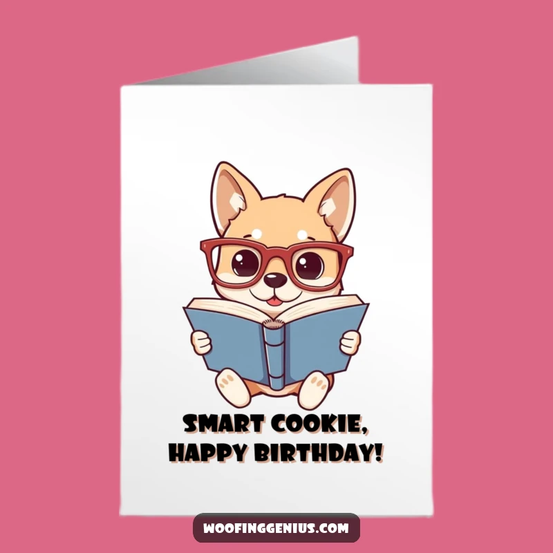 Free Printable Bookworm Dog Birthday Card: Nerdy Pup Funny Downloadable Gift