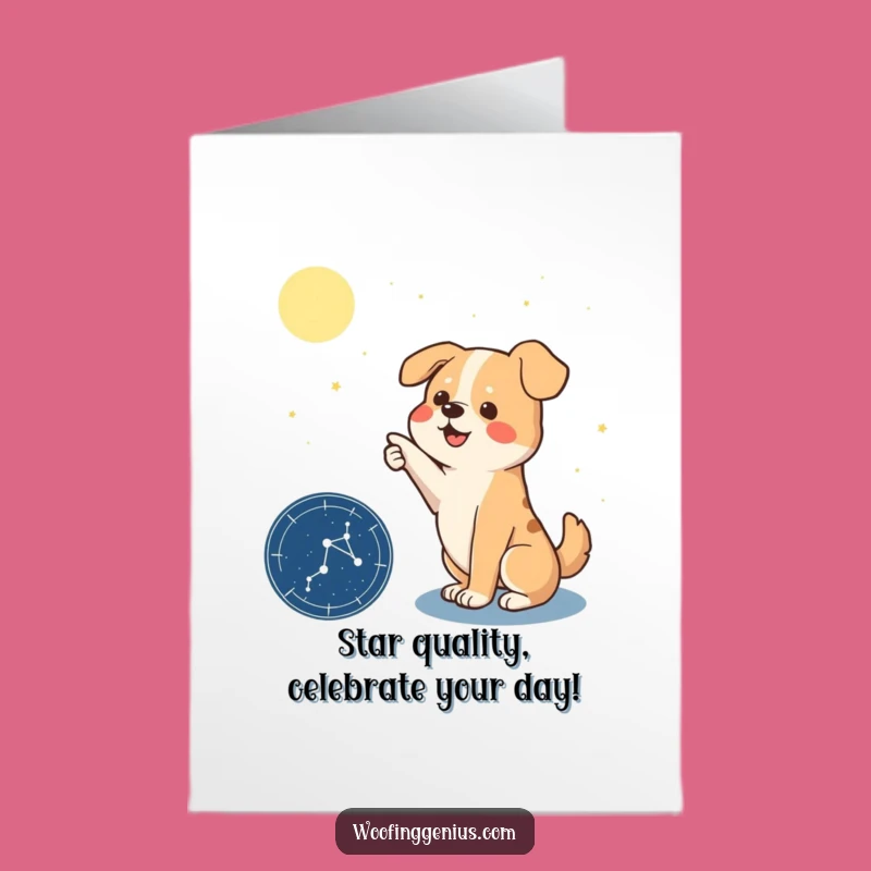 Free Printable Funny Dog Birthday Card: Reach for the Stars, Download Whimsical Fun!