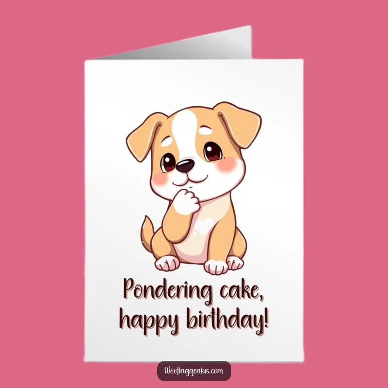 Free Printable Pondering Dog Birthday Card: Deep Thoughts Funny Downloadable Gift