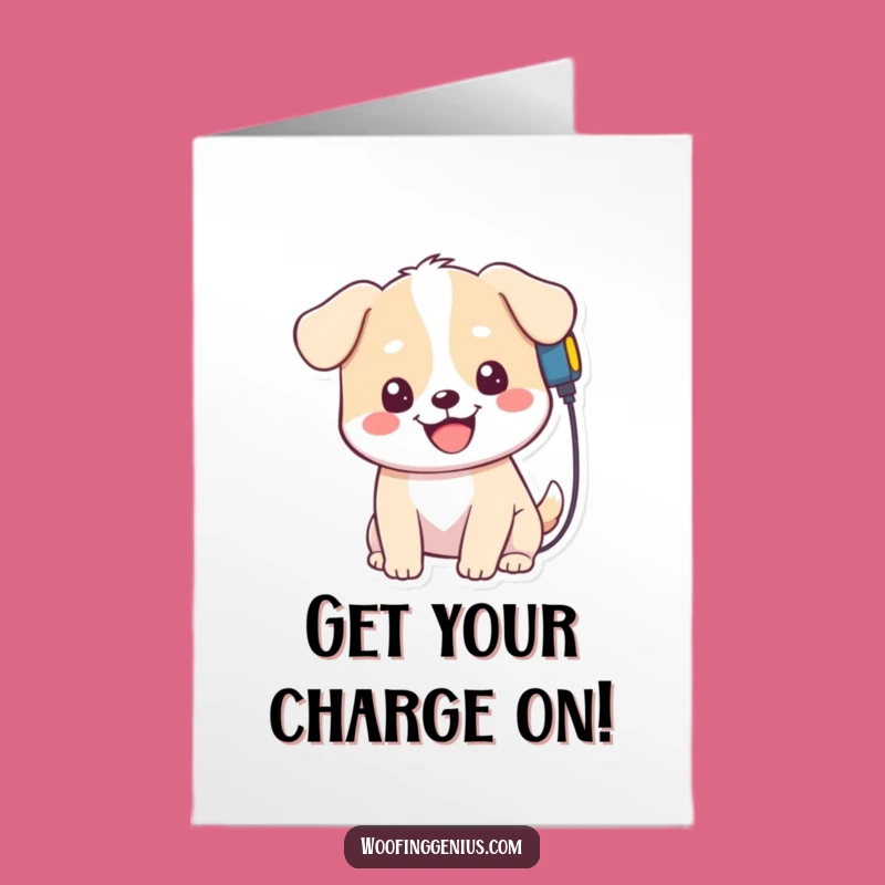 Free Printable Kawaii Dog Birthday Card: Self-Charged Smile Downloadable