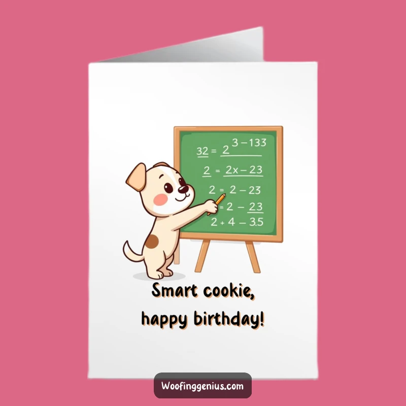 Funny Free Printable Birthday Card: Genius Dog's Math Birthday!