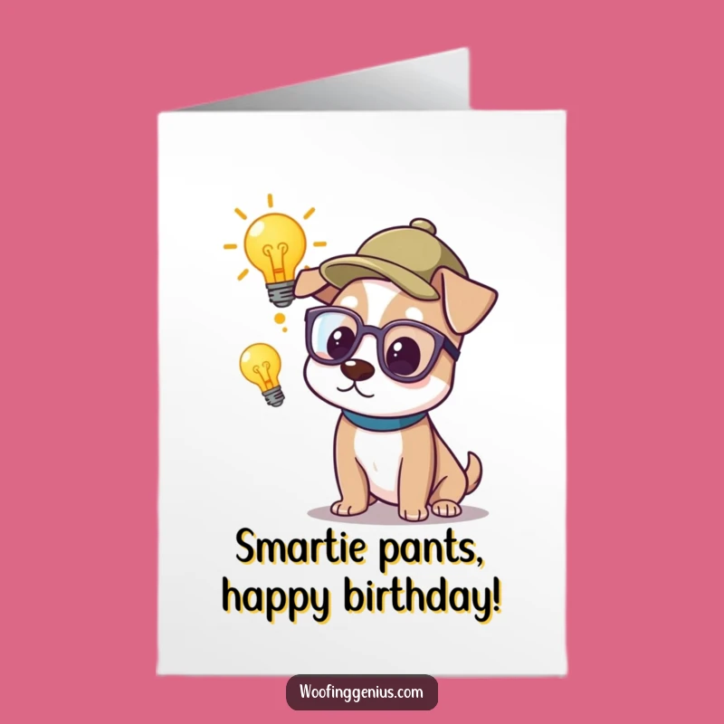 Free Printable Birthday Card: Smart Dog Brainstorm! Funny Downloadable Gift for Thinkers